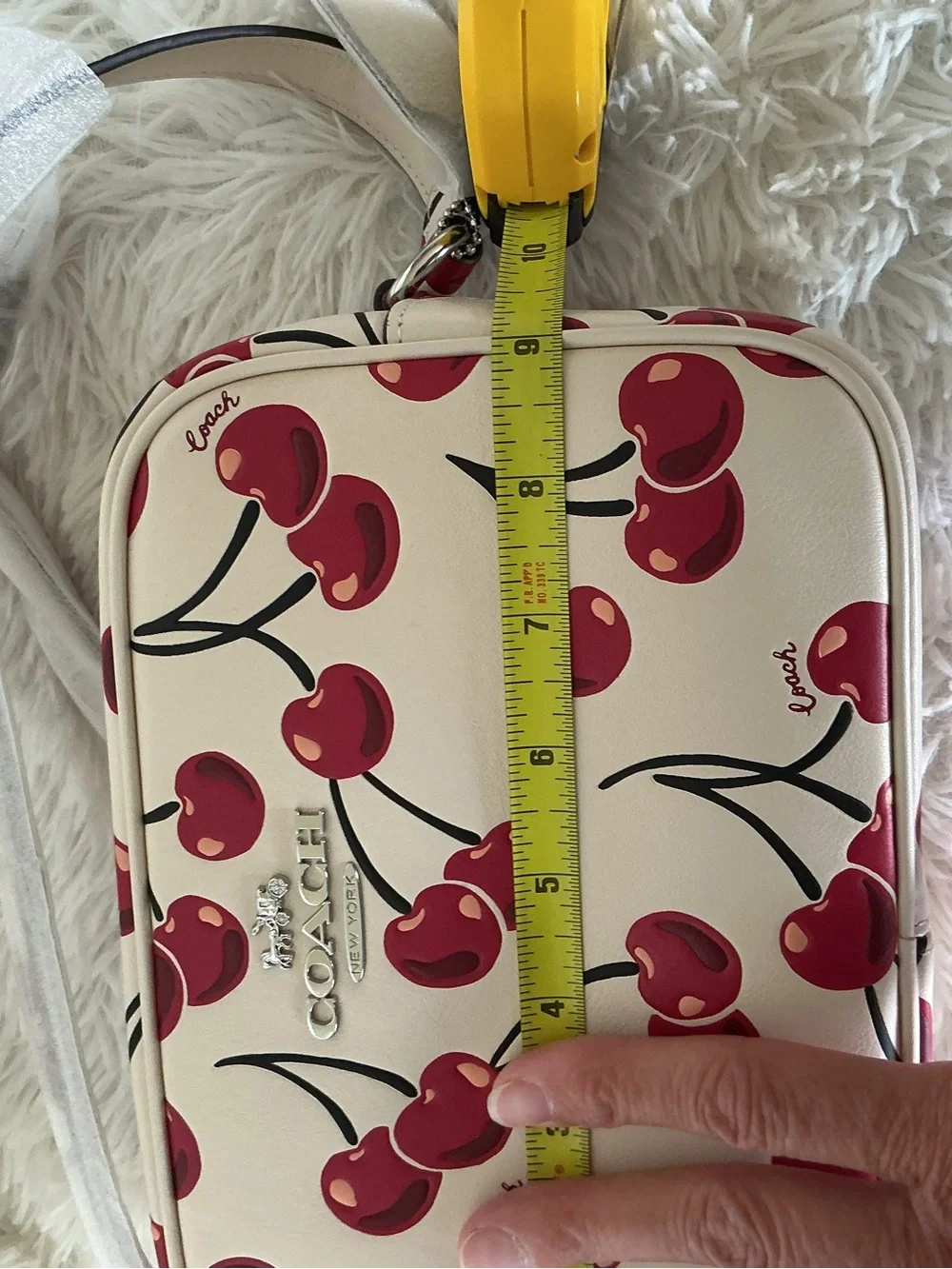 Coach Cherry Print Camera Crossbody Bag in White